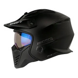 Casco Abierto Shaft 225 Pilot Solid Negro Visor Iridium Azul