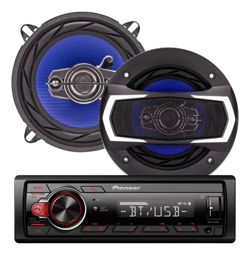 Combo Estereo Pioneer Mvh-s215bt + Parlantes 5  B52