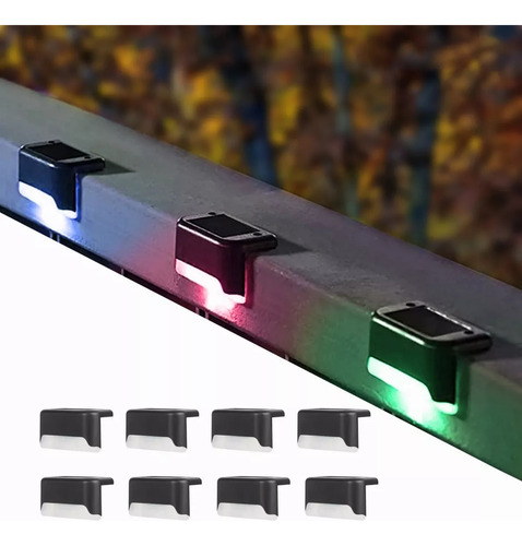 Solar Lámpara Led Escalera Pared Luces Foco Para Jardín