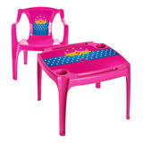 Conjunto Mesa E 1 Mini Cadeira Poltrona Infantil Com Label