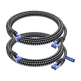 Cable Ethernet Cat 7, 6 Pies, Superduradero En Blanco Y Negr