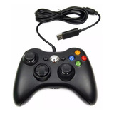 Controle Com Fio Usb Compatível Xbox 360 Pc 2 Em 1 Gamer Cor Preto