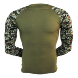 Playera Deportiva De Licra Modelo Manga Camuflaje (hombre)