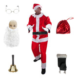 Fantasia Roupa Papai Noel Adulto Cetim Completo 10 Peças