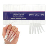 240 Tips Soft En Caja Para Manicura Y Pedicura Color Transparente Modelo 4