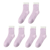 3 Pares De Calcetines Fuzzy De Terciopelo Coral Para Mujer,