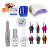 Kit Para Uñas Gelish Con Lampara +aplicador Efecto Espejo7pz