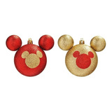 Enfeite Bola De Natal Mickey Disney 4 Unid Bolas 08cm Brilho