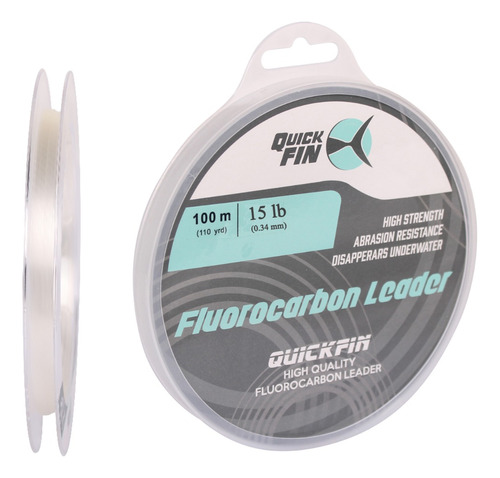 Lider Leader Fluorocarbono Quickfin, 100 M, 15 Lb, Invisible