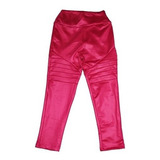 Calça Menina Couro Fake Frisada Pink  De 1 A 10 Anos