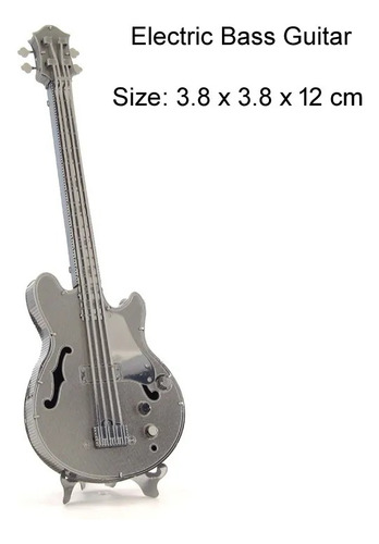 Miniatura 3d Diy Montar Guitarra Baixo Bateria Bass Drums