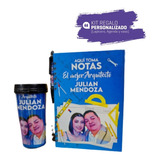 Kit Libreta Pasta Dura+vaso+bolígrafo+boton Personalizado