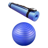 Bola Inflável 85cm Alongamento Tapete Yoga Meditação Pilates Cor Azul/azul