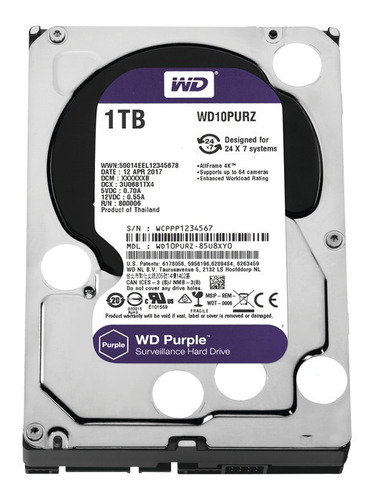 Disco Duro 1tb Tera Western Digital  Purpura  Dvr Pc 24/7