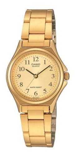 Reloj Casio Mujer Ltp-1130n 9b Acero Dorado Fondo Dorado