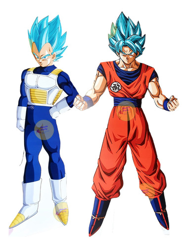 Goku Y Vegeta Blue Figura Para Decoración - Coroplast 80 Cm 