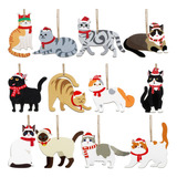 24 Adornos De Navidad Para Gatos, Adornos Colgantes De Mader
