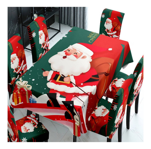 Set Mantel Navidad + 6 Fundas Sillas Diseños 140x220 Cm