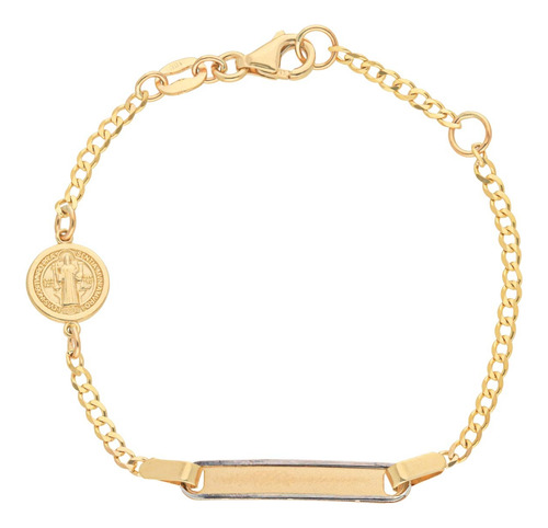 Pulsera Esclava Oro 10k 14cm Bebe Niño Bautizo Religiosa