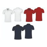 3 Unidades Poleras Con Cuello Hombre: Azul, Roja, Blanco.