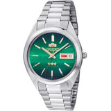 Relógio De Pulso Orient 469wa3f Com Corria De Aço Inoxidável Cor Prateado - Fondo Verde