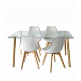 Juego Comedor Mesa Ferra 120cm + 4 Sillas Tulip Saarinen