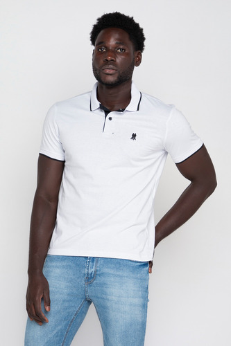 Polo Masculina Filete 100% Algodão Polo Wear Branco