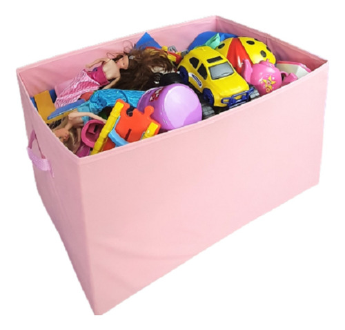 Caixa Baú Rosa Cesta  Organizadora  Dos Brinquedos Meninas