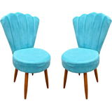 Kit 2 Cadeiras Esteticas Luxo Estofada Veludo Azul Turquesa