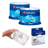 100 Cd-r Virgen + 100 Sobres De Papel Marca Verbatim