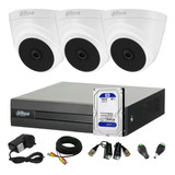 Kit Seguridad Dahua Full Hd 4 Ch+ 3 Domos Interior+ Disco