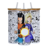 Vaso Vidrio De Androide N17 Y N18 Dragon Ball Z Energía