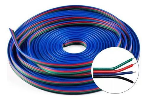 Cable Rgb Tiras Modulos Led 4 Hilos Multicolor #22 10 Metros
