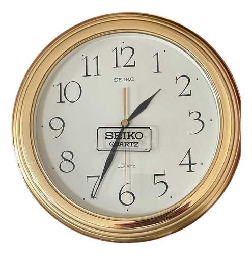 Reloj De Pared Seiko  Elegancia Vintage Dorado Doble Bisel