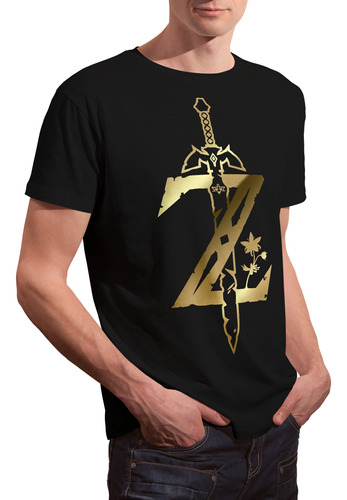 Polera Algodón Zelda Logo Dorado Metalizado Unisex