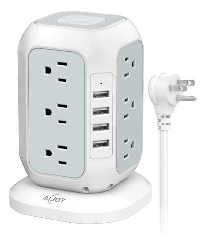 Enchufe Inteligente Marca Aijoy/12 Tomas/4 Usb/blanco