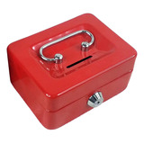 Caja De Efectivo Con Cerradura Y Bandeja, Organizador Rojo