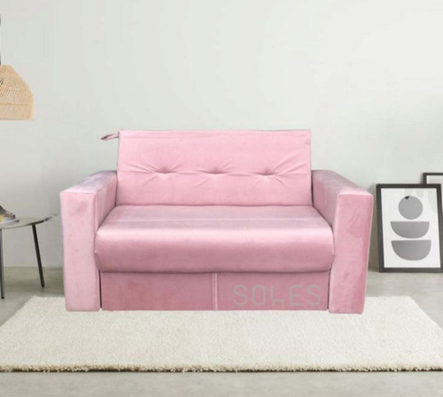 Sillón Cama 2 Plazas Color Rosa Tela Antimanchas 