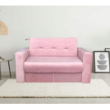 Sillón Cama 2 Plazas Color Rosa Tela Antimanchas 