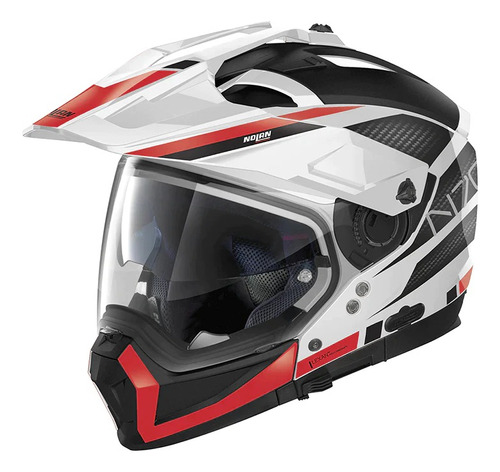 Casco Nolan N70-2 X Earthquake N-com Blanco/rojo/negro