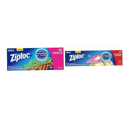 Ziploc Bolsa Reutilizable Para Snack 50 Piezas + Bolsa