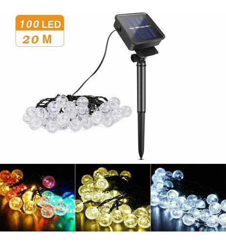 Cordão Varal 100 Leds Bolinha Cristal 20 Metros Luz/8 Função