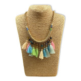 Collar Mujer Con Borlas De Colores