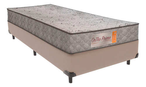 Cama + Box Solteiro Bege Orthoprime D28 Frete Grátis 88x188