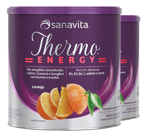 Kit Com 2 Thermo Energy Termogênico Sanavita 300g Laranja