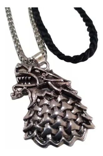 Collar Lobo Casa Stark Game Of Thrones Plata Tibetana 22x35m