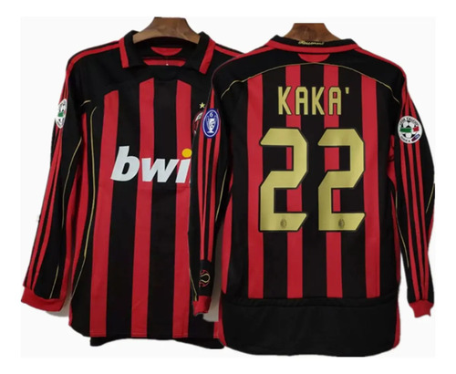 Qy Camiseta Retro De Manga Larga Ac Milan Home Kaka #22 W19