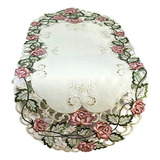 Doilyboutique Table Runner Bordado Con Rosas Victorian