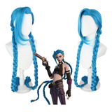 League Of Legends Lol Jinx Cosplay Peluca Largo Pelo 120cm