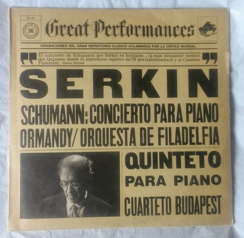Serkin Schumann Great Performance Vol 36 Vinilo Original 